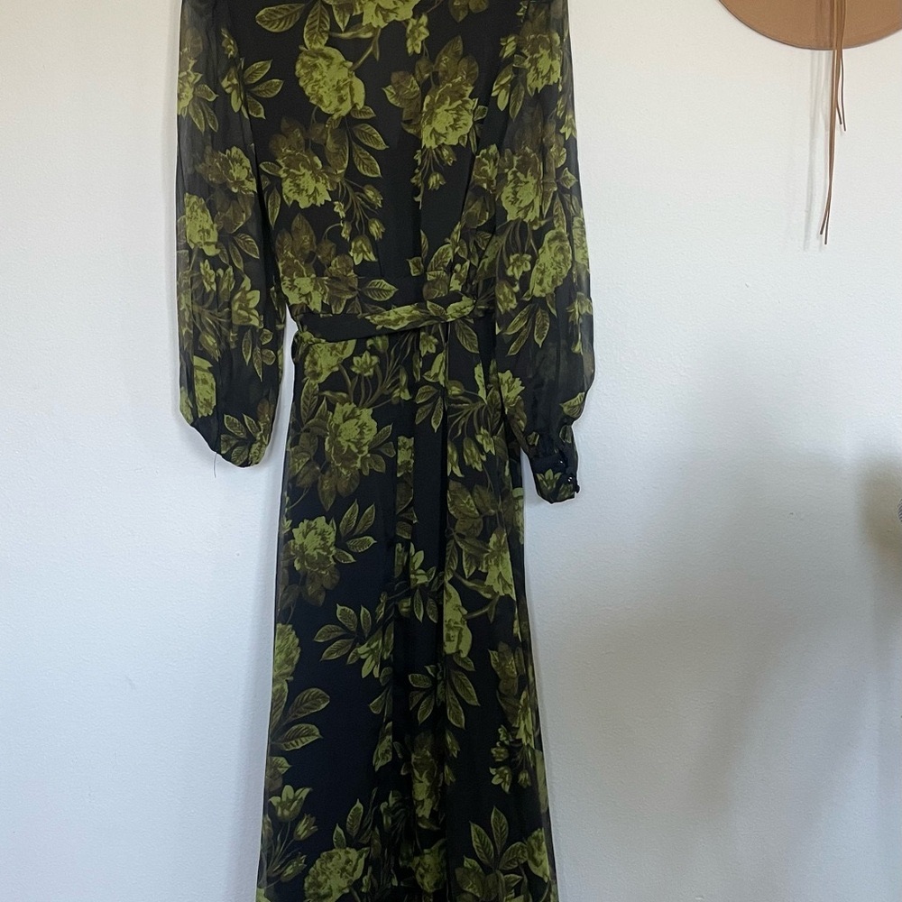 Bardot Lucianna Maxi Wrap Dress - Black and Green Floral. Still on Revolve! - Picture 5 of 8